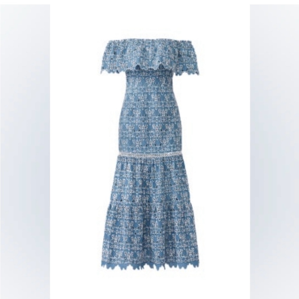 SAYLOR Blue Strapless Lace Dress (A069)